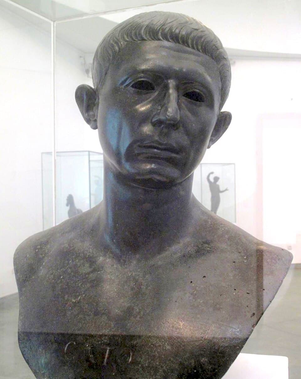 Bronze bust of Cato the Younger, found at Volubilis, Archaeological Museum of Rabat